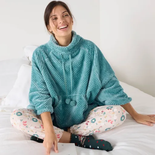 Fleecové pončo s textúrou