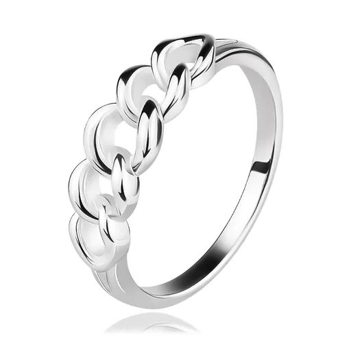 Prsteň zo striebra 925 - reťaz z pevne spojených očiek, výrezy - Veľkosť: 52 mm