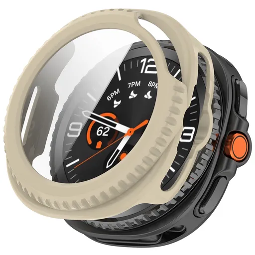 PC FULL COVER Plastový kryt so sklom pre Samsung Galaxy Watch8 Classic 46mm IVORY