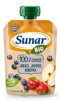 Sunar BIO Kapsička Jablko, jahoda, čučoriedka 100 % ovocia (od ukonč. 4. mesiaca) 100 g
