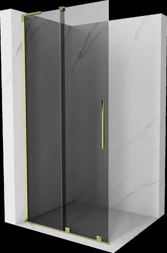 MEXEN/S - Velar L Sprchová zástena posuvná Walk-in 110 x 200, grafit 8 mm, zlato 871-110-003-43-50
