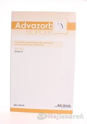 Advazorb Border krytie na rany samopriľnavé atraumatické10x20cm,10ks