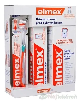 Elmex Caries Protection zubná kefka 1 ks + zubná pasta 75 ml + ústna voda 400 ml darčeková sada