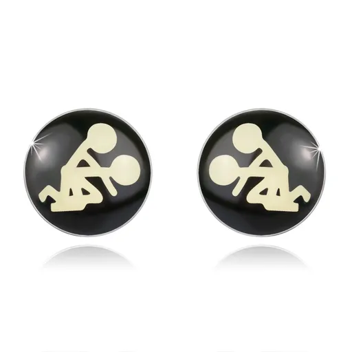 Okrúhle oceľové náušnice - sexuálna poloha, číra glazúra, puzetky