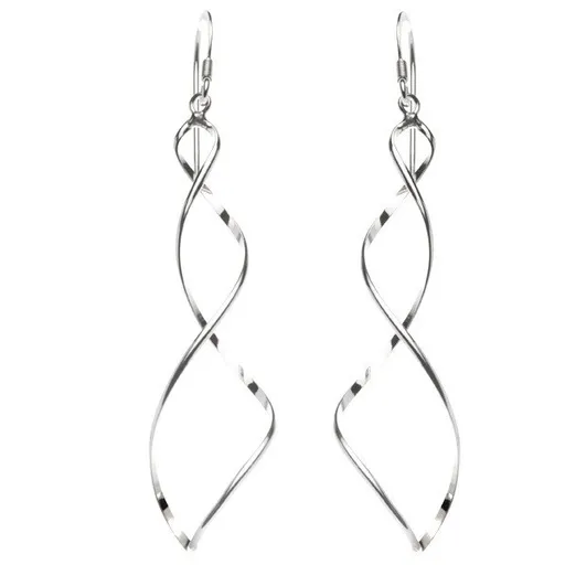 Strieborné náušnice 925 - dvojitá lesklá špirála, afroháčiky