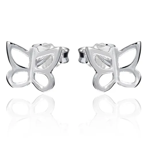 Puzetové náušnice zo striebra 925 - kontúra motýľa