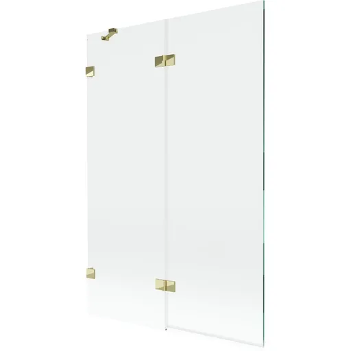 MEXEN/S - Lunar vaňová zástena 2-krídlová ľavá 120 x 150, transparent, zlatá 897-120-100-50-00-L