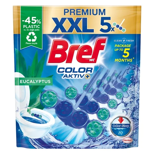 BREF Color Aktív Tuhý WC blok Eucalyptus 5 x 50 g