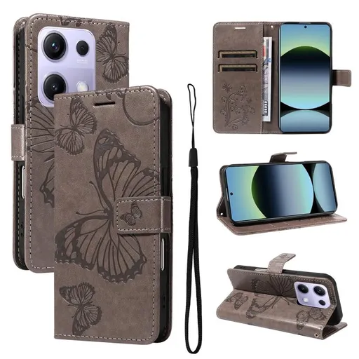 ART BUTTERFLY Peňaženkový obal pre Xiaomi Redmi Note 14S šedý