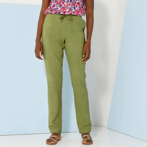 Rovné vzdušné nohavice, z bavlny a ľanu