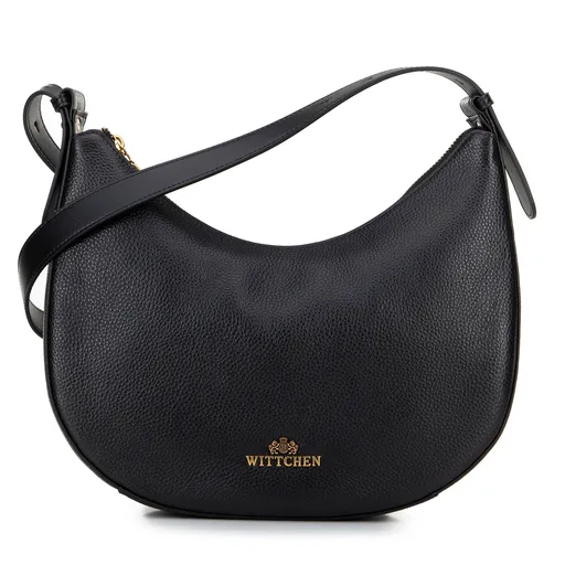 Kožená kabelka typu bagetka čierna 100-4E-210-1