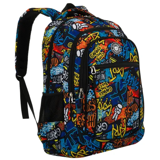 Mládežnícky školský batoh s graffiti vzorom – ľahký, moderný a priestranný