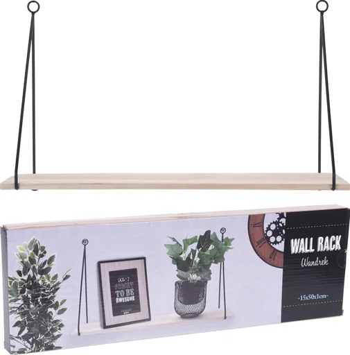 MAKRO - Polička kov / drevo, 15 x 50cm