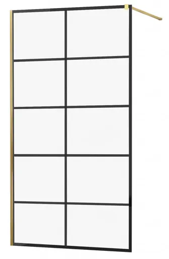 MEXEN/S - KIOTO Sprchová zástena WALK-IN 80x200 cm 8 mm, zlatá, čierny vzor 1 800-080-101-50-77