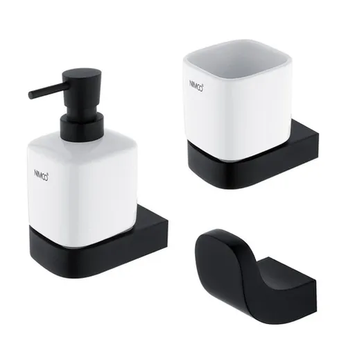Nimco Nikau súprava kúpeľňových doplnkov čierna NKCSET31KT90
