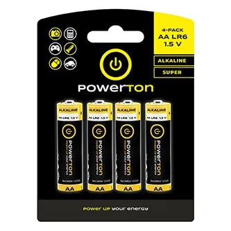 Baterie jednorázová alkalická, tužková, AA, 1.5V, Powerton, blistr, 4-pack