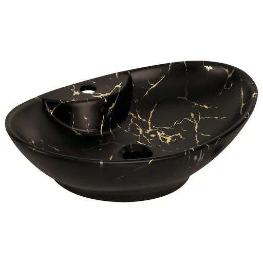 KERRA - Umývadlo na dosku KR-139 MARBLE BL/G (čiernozlaté) 5907548118424