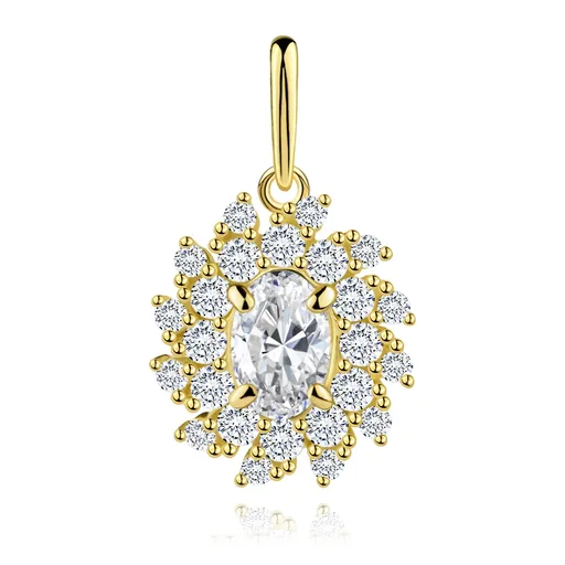 Zlatý prívesok 9K s oválnym zirkónom a lúčmi