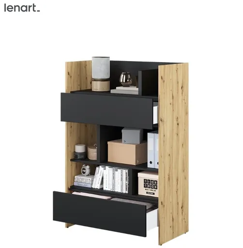 Dig-net nábytok Regál Lenart BED CONCEPT BC-26 | dub artisan / čierna