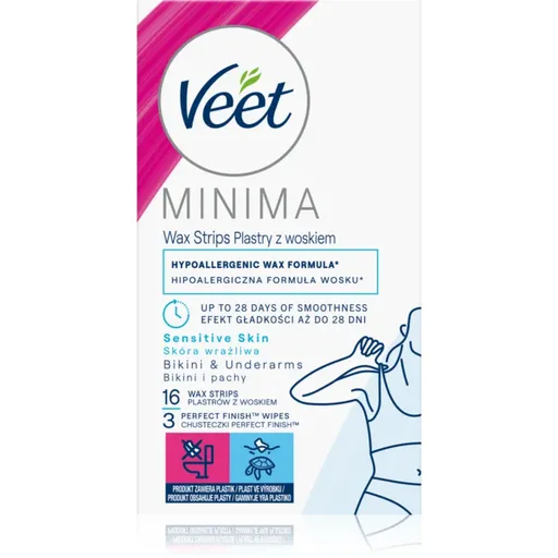 Veet Minima Hypoallergenic depilačné voskové pásiky pre oblasť bikín 16 ks