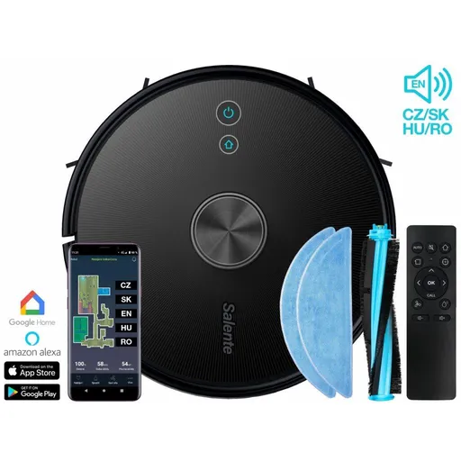 Salente L6, laserový robotický vysávač, stieranie vodou, nabíjacia stanica, čierny