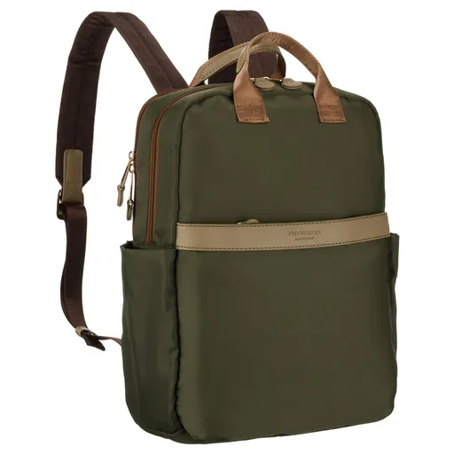 Dámsky zelený nylonový batoh so zipsom a pásom na kufor – Peterson