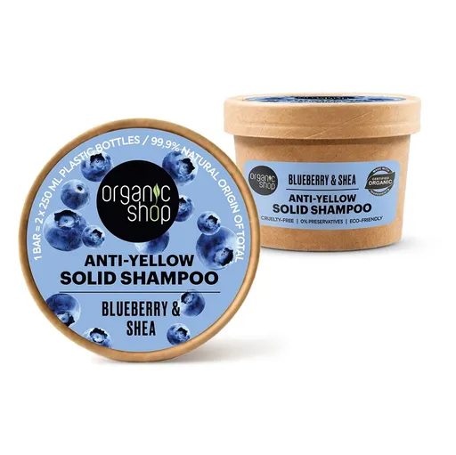 ORGANIC SHOP Tuhý šampón pre blond vlasy Čučoriedka a bambucké maslo 60 g