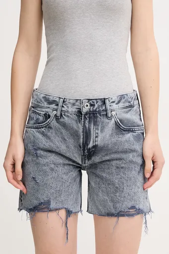 Bavlnené rifľové šortky Pepe Jeans REGULAR SHORT MW DISTRESSED
