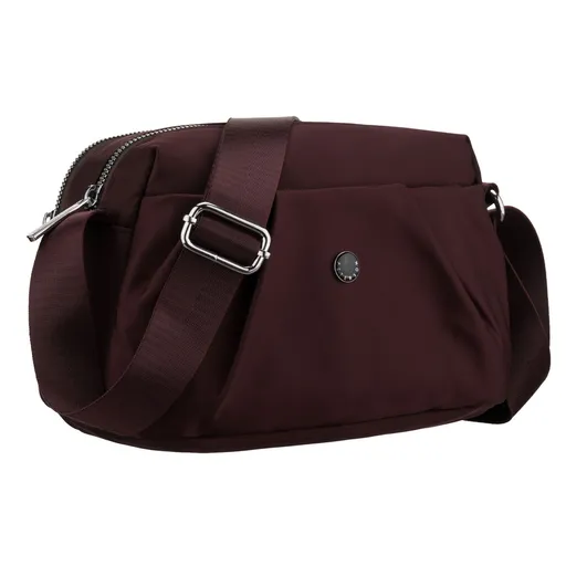 Dámska bordová crossbody kabelka z polyesteru so širokým popruhom, dvojkomorová