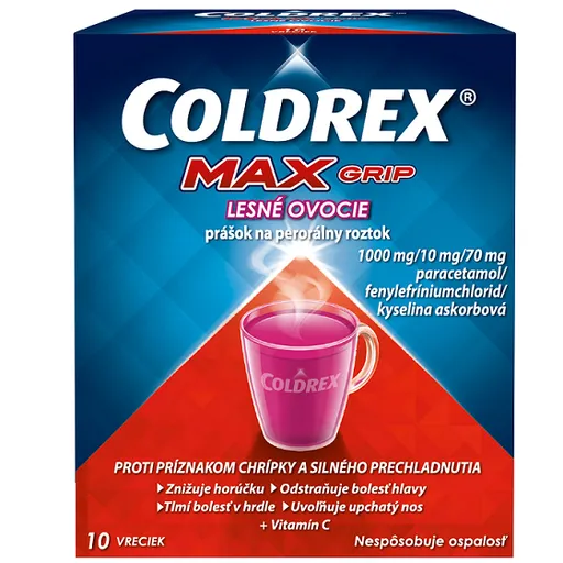 COLDREX MaxGrip Lesné ovocie horúci nápoj na chrípku 10 vreciek