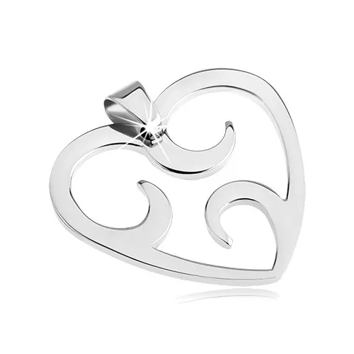 Oceľový prívesok - výsek srdca s oblúčikmi vo vnútri