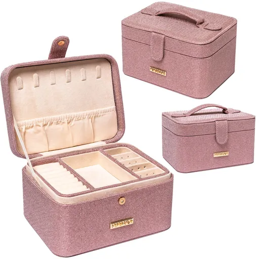 Ružová šperkovnica s magnetickým uzatváraním - Peterson