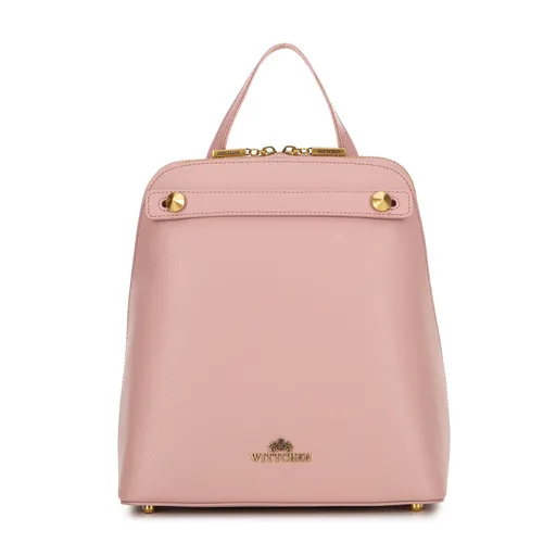 Dámsky trapezový batoh z kože ružový 100-4E-600-P