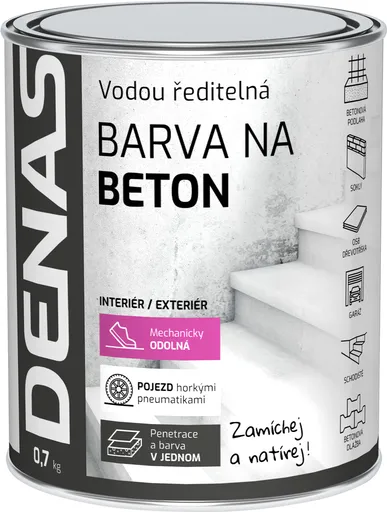 DENAS BETON - farba na betón 0,7 kg 0100 - biely
