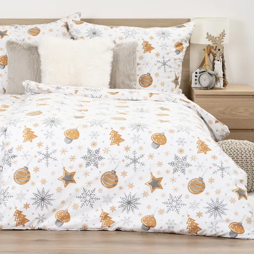 4Home Flanelové obliečky Golden Xmas Night, 160 x 200 cm, 70 x 80 cm