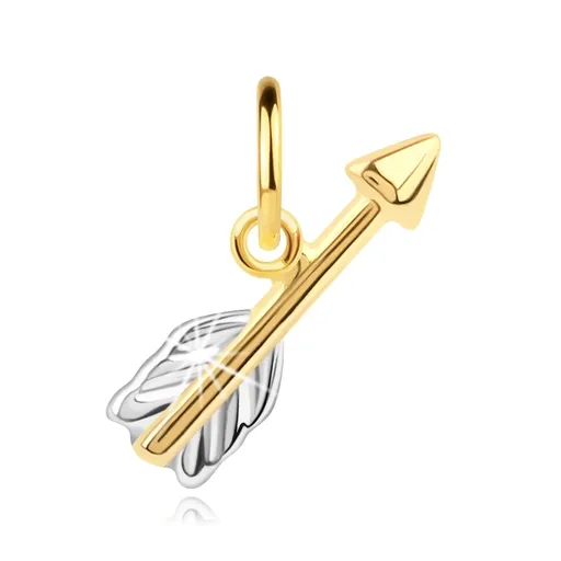 Prívesok z kombinovaného 14K zlata - letiaci šíp s gravírovanými krídelkami