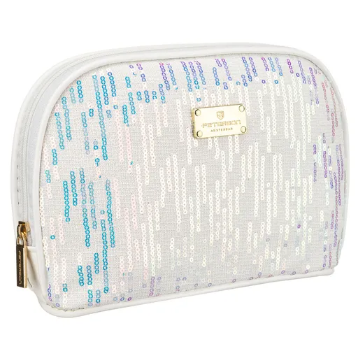 Biela cestovná kozmetická taštička z odolného syntetického materiálu