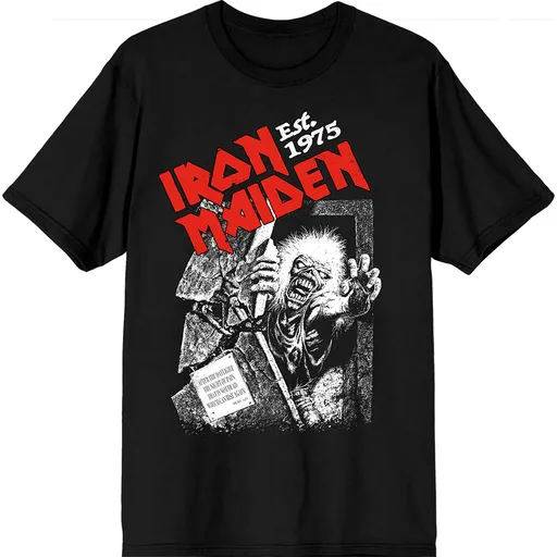 Iron Maiden tričko Est. 1975 No Prayer Grave Red Logo Čierna S