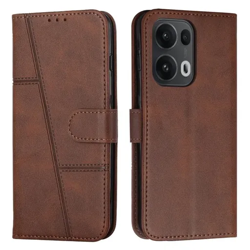 STITCHED Peňaženkový kryt pre Oppo Reno13 Pro 5G tmavohnedý