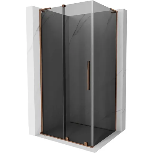 MEXEN/S - Velar L sprchovací kút, posuvné dvere 120 x 75, grafit, ružové zlato 871-120-075-43-60