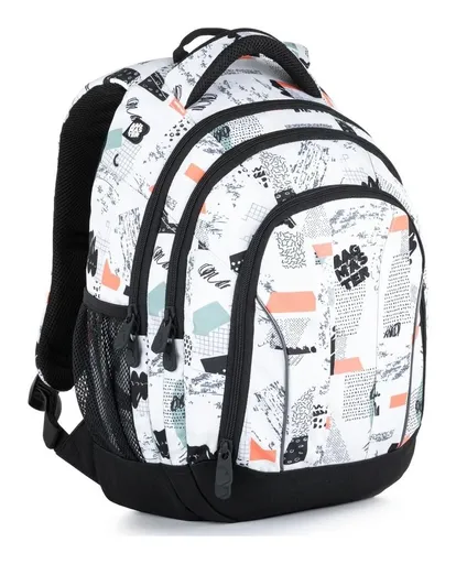 Školský batoh Bagmaster Supernova 21 A White/black/orange/green