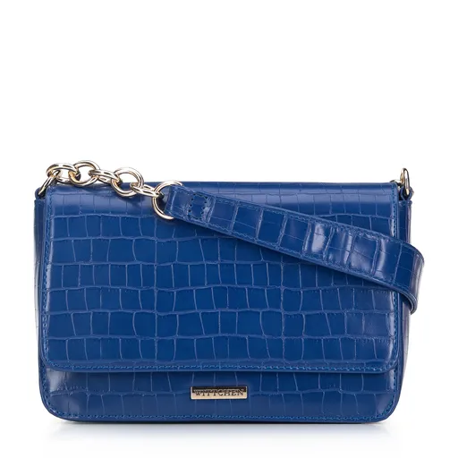 Dámska kabelka z ekokože s croco textúrou tmavomodrá