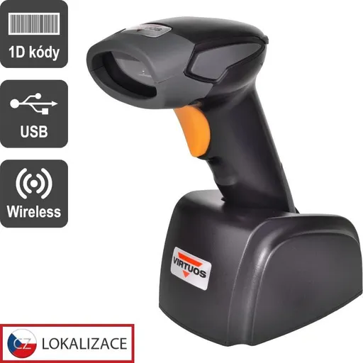 Virtuos CCD čítačka Virtuos HW-311A, bezdrôtová, USB základňa, čierna
