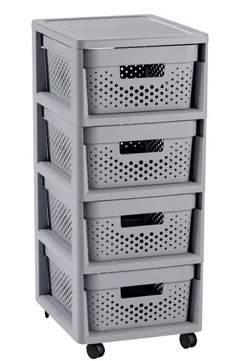 CURVER Zásuvkový regál INFINITY DOTS 4x11L | sivá