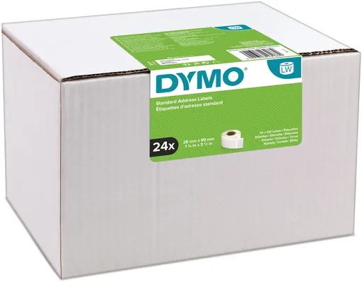 Dymo S0722360 papierové štítky 89mm x 28mm, biele, adresné, 24 x 130 ks