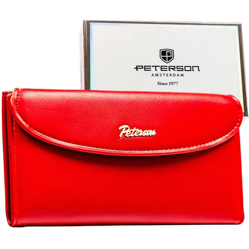 Dámska červená peňaženka z ekologickej kože s magnetickým zapínaním Peterson