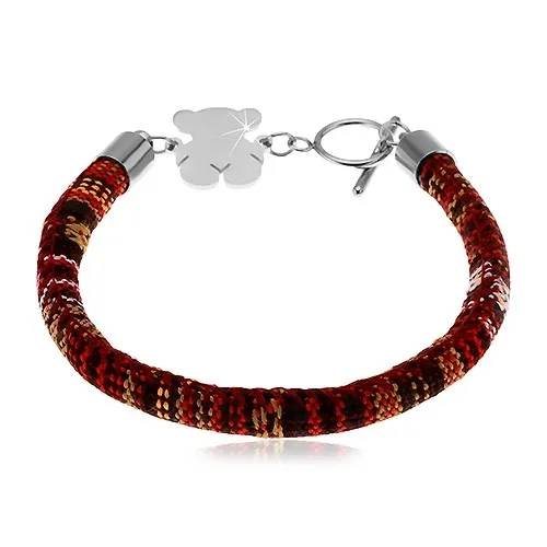 Náramok vyšívaný rôznofarebnými nitkami, oceľový macko striebornej farby