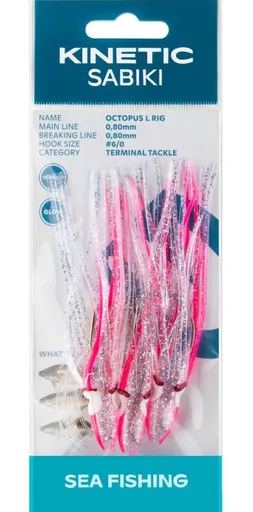 Kinetic nadväzec sabiki octopus l pink red 150 cm 6/0
