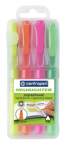 Zvýrazňovač Centropen 8722/4 4 farby klinový hrot 1-4mm