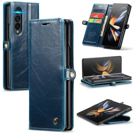 CASEME LEATHER Plastový kryt Samsung Galaxy Z Fold4 5G modrý